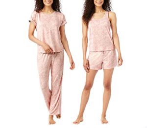 lucky brand ladies' 4-piece pajama set xs size (mini denim floral)