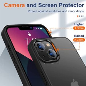 UniqueMe [5 in 1 Design for iPhone 13 Mini ase, 2 Pack Screen Protector Tempered Glass + 2 Pack Camera Lens Protector, [Non-Yellowing] Shockproof Ultra Thin Protective Cover - Black