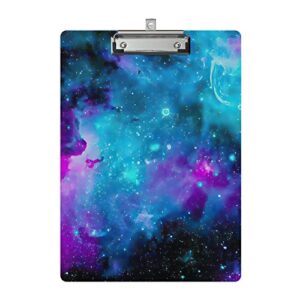 cute clipboard wood design decorative a4 letter size clipboards for office, standard size 9" x 12.5" with low profile metal clip - nebula galaxy