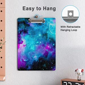 Cute Clipboard Wood Design Decorative A4 Letter Size Clipboards for Office, Standard Size 9" x 12.5" with Low Profile Metal Clip - Nebula Galaxy