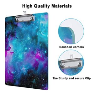Cute Clipboard Wood Design Decorative A4 Letter Size Clipboards for Office, Standard Size 9" x 12.5" with Low Profile Metal Clip - Nebula Galaxy