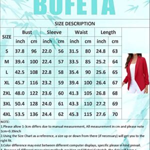 BOFETA Women's Casual 3/4 Sleeve Blazers Open Front Solid Lapel Ruched Sleeve Jacket Blazer Black M