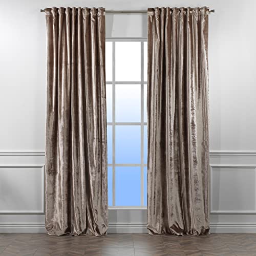 CASANEMA Rice Extra Long Shiny Velvet Curtains Luxury Colors Light Blocking Hang Back Tab & Rod Pocket 1 Panel Curtain 5-30 Ft Home Décor Custom Made Drapes -Made in Turkey (52" W X 132" L)