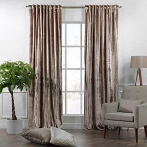 CASANEMA Rice Extra Long Shiny Velvet Curtains Luxury Colors Light Blocking Hang Back Tab & Rod Pocket 1 Panel Curtain 5-30 Ft Home Décor Custom Made Drapes -Made in Turkey (52" W X 132" L)