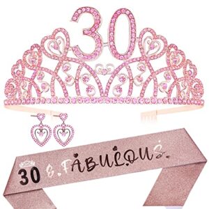 30th birthday,30th birthday tiara and sash,30 and fabulous sash,30th bday crown for women,gift for 30 year old woman,30th birthday party supplies,30th birthday decorations for women,30th bday favor