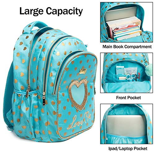 MOHCO Kids Backpack 17inch with Lunch Bag and Pencil Case Lightweight School Backpack for Teens, Girls, Boys, Elementary and Middle school