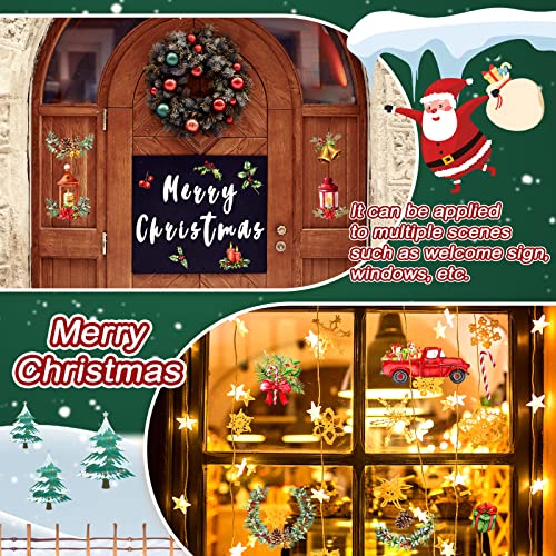 4 Sheets Christmas Rub on Transfer 12 x 16 Inch Vintage Craft Transfers for Furniture Christmas Tree Rub on Decals for Christmas Celebration (Classic Style)