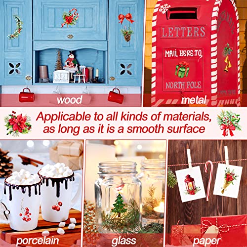 4 Sheets Christmas Rub on Transfer 12 x 16 Inch Vintage Craft Transfers for Furniture Christmas Tree Rub on Decals for Christmas Celebration (Classic Style)