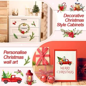 4 Sheets Christmas Rub on Transfer 12 x 16 Inch Vintage Craft Transfers for Furniture Christmas Tree Rub on Decals for Christmas Celebration (Classic Style)