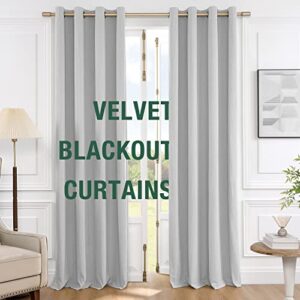 grey velvet blackout curtains for bedroom 84inch length striped corduroy curtain panels for living room bedroom grommet top room darkening curtains 52" w 2 panels