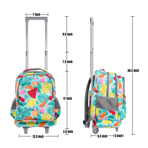 seastig Rolling Backpack 18in Double Handle Backpack Kids Wheeled Backpack Roller Backpack with Lunch Bag Set Girls Boys