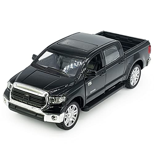 Toy Trucks for Boys Tundra Diecast Model Car Pickup Truck Toy Cars 1/36 Scale Metal Pull Back Vehicle, Doors Open, Light Sound, Kids Age 3-8 Birthday Gifts Mens Collection, Black