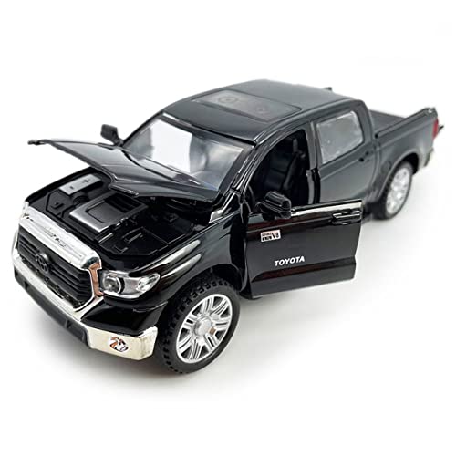 Toy Trucks for Boys Tundra Diecast Model Car Pickup Truck Toy Cars 1/36 Scale Metal Pull Back Vehicle, Doors Open, Light Sound, Kids Age 3-8 Birthday Gifts Mens Collection, Black