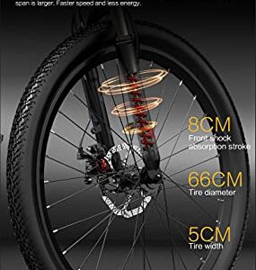 Bezior Electric Bike X500Pro for Adults, Foldable 26" x 1.95 Rubber Tire Electric Bicycle, 500w Motor 48V 10.4Ah Removable Battery, 20MPH Electric Mountain Bike, Suspension Fork, 7 Speed Gears