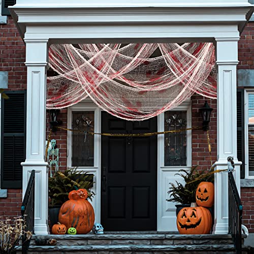 Moon Boat 364” x 30” Halloween Cheesecloth Decorations Creepy Cloth + Spider Web - Hallowmas Haunted House Indoor Outdoor Party Decor