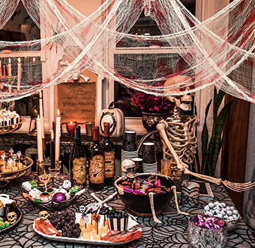 Moon Boat 364” x 30” Halloween Cheesecloth Decorations Creepy Cloth + Spider Web - Hallowmas Haunted House Indoor Outdoor Party Decor