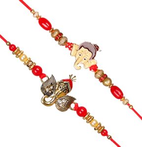 spelerio rakhi for brother bhai men small bro rakshabandhan thread ganesha rakhis for raksha bandhan pack of 2 - ae82