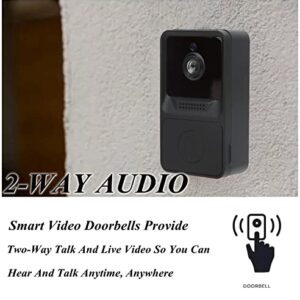 Wireless Video Doorbell Camera, Smart Ring Video Doorbell 2.4GHz WiFi Doorbell Security Camera with Motion Detector, 2 Way Audio, 800 Mah Lithium Battery, Door Bell Ringer for Home, Hotel