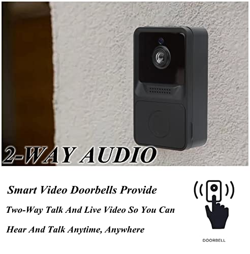 Wireless Video Doorbell Camera, Smart Ring Video Doorbell 2.4GHz WiFi Doorbell Security Camera with Motion Detector, 2 Way Audio, 800 Mah Lithium Battery, Door Bell Ringer for Home, Hotel