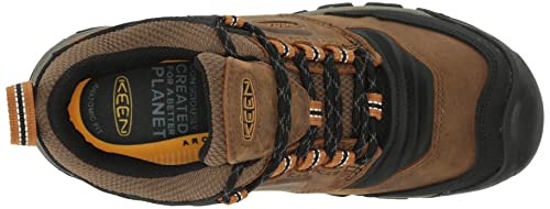 KEEN Men's Ridge Flex Low Height Waterproof Hiking Boots, Bison/Golden Brown, 13 Wide