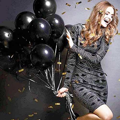 Black Balloons Garland Arch 114 Pack Black Latex Party Baloons In Different Sizes for Halloween,Graduation Party Decorations, Birthday Ballons Anniversary Balloons