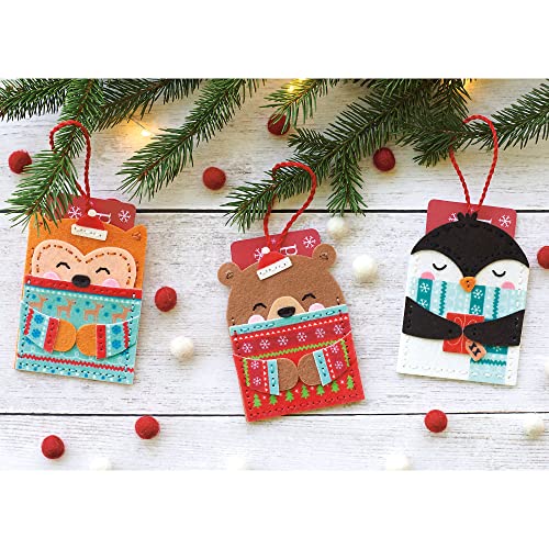 Dimensions 72-08291 DIY Christmas Ornaments and Gift Card Holders Felt Applique Kit, Sizes Vary, Multicolor, 4pcs