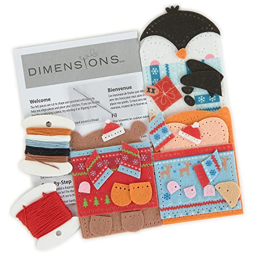 Dimensions 72-08291 DIY Christmas Ornaments and Gift Card Holders Felt Applique Kit, Sizes Vary, Multicolor, 4pcs