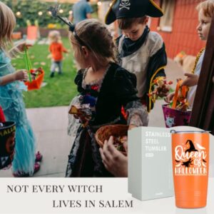 Onebttl Halloween Gifts for Women Adult Hostess, 20oz Travel Tumbler, Funny Gifts for Halloween Lovers or Party's Owner, Halloween Party Supplies - QUEEN OF HALLOWEEN