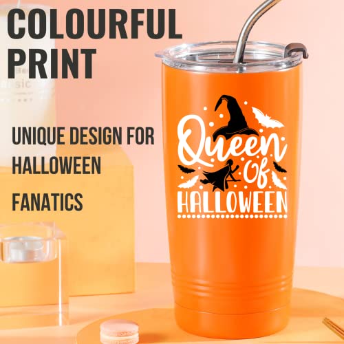 Onebttl Halloween Gifts for Women Adult Hostess, 20oz Travel Tumbler, Funny Gifts for Halloween Lovers or Party's Owner, Halloween Party Supplies - QUEEN OF HALLOWEEN