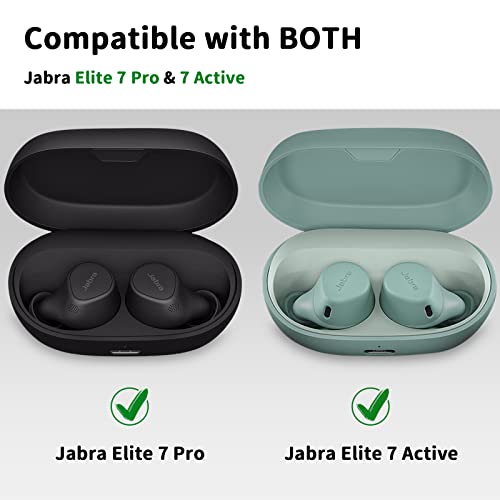 Jiunai for Jabra Elite 7 Pro Case/Elite 7 Active Case, Secure Lock Design Shockproof Protective Bumper Corner Protection Portable Matte Case with Carabiner for Jabra Elite 7 Pro Elite 7 Active Black