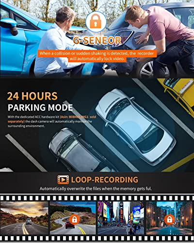 AX2V 2K Dash Cam for Cars with Super Night Vision, 170° Wide Angle, APP Control - Screenless 1600P OE Fit Dash Camera with WDR, G-Sensor, Loop Recording, Parking Mode, Built-in 32GB eMMC Storage