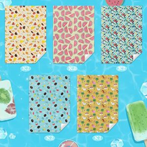 Summer Wrapping Paper Folded Flat, Fruit Tropical Island Beach Theme Wrapping Paper-(5 Designs,10 Sheets,38 sq ft.ttl) - 27 inch X 20 inch Per Sheet-For Kids Boys Girls on Birthday Holiday Baby Shower Pool Party