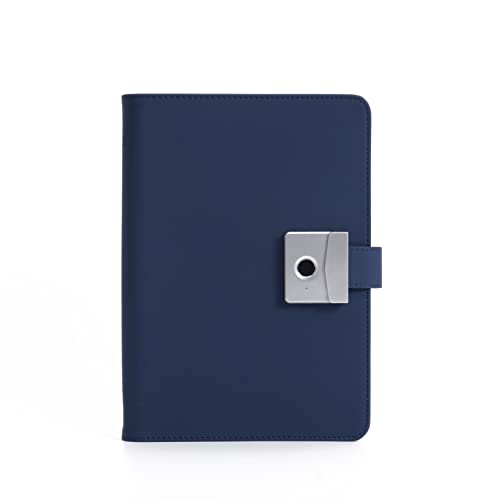 Fingerprint Lock Journal Writing Notebook. Leather Fingerprint Lock Diary A5 Security Business Conference Notebook with 6 Ring Binder Refillable Diary Notepads, Vintage Business Planner Personal Organizer, Agenda for Men /Women. (Mazarine)