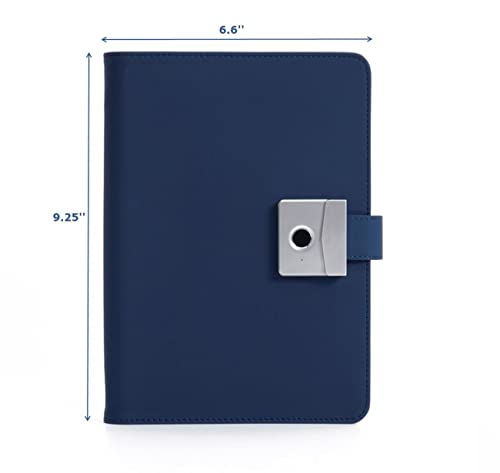 Fingerprint Lock Journal Writing Notebook. Leather Fingerprint Lock Diary A5 Security Business Conference Notebook with 6 Ring Binder Refillable Diary Notepads, Vintage Business Planner Personal Organizer, Agenda for Men /Women. (Mazarine)