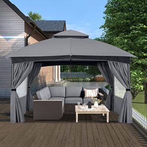 cooshade patio gazebo with window curtains canopy tent for outdoor garden backyard dark grey