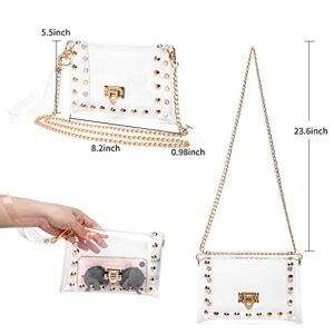 YikuStyle Clear Purse Stadium Approved,Small Clear Crossbody Bag for Women,Fashion See Through Clutch Shoulder Bag