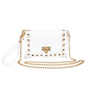 YikuStyle Clear Purse Stadium Approved,Small Clear Crossbody Bag for Women,Fashion See Through Clutch Shoulder Bag