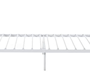 White Twin Bed Frames with Headboard Storage for Girls Boys Adults, Metal Twin Size Platform Bed Frame no Box Spring Needed, Mattress Foundation with Steel Slats Support, Noise Free, Anti-Slip