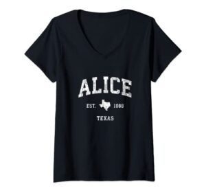 womens alice texas tx vintage athletic sports design v-neck t-shirt