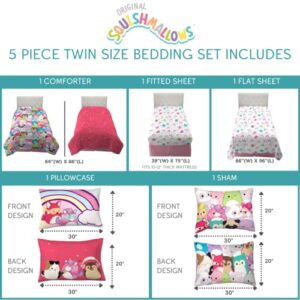Franco Squishmallows Bedding Super Soft Comforter and Sheet Set with Sham, 5 Piece Twin Size