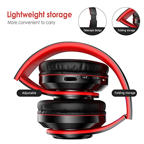 iChenovo 2022 Wireless Bluetooth Headphones,Colorful LED Lights Comfort Over Ear Foldable Headset with Built-in Microphone,FM,SD Card Slot,Wired for School/Tablet Computer/PC/TV/Cellphones/Travel