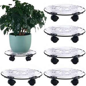 5 packs large metal plant caddy 11.8” plant dolly with casters heavy duty wrought iron rolling plant stand with wheels for indoor and outdoor plant pot rollers black