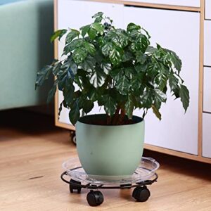 5 Packs Large Metal Plant Caddy 11.8” Plant Dolly with Casters Heavy Duty Wrought Iron Rolling Plant Stand with Wheels for Indoor and Outdoor Plant Pot Rollers Black