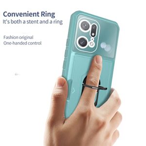 Asuwish Phone Case for Oppo Find X5 Pro 5G Cover Credit Slim Ring Card Holder Stand Cell Accessories FindX5Pro 5X Pro 5XPro X5Pro PFEM10 CPH2305 PFFM20 Women Men Green