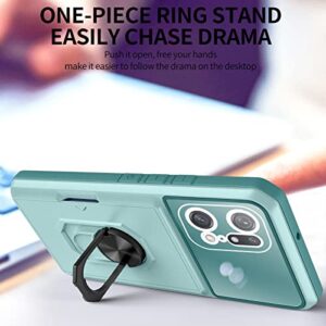 Asuwish Phone Case for Oppo Find X5 Pro 5G Cover Credit Slim Ring Card Holder Stand Cell Accessories FindX5Pro 5X Pro 5XPro X5Pro PFEM10 CPH2305 PFFM20 Women Men Green