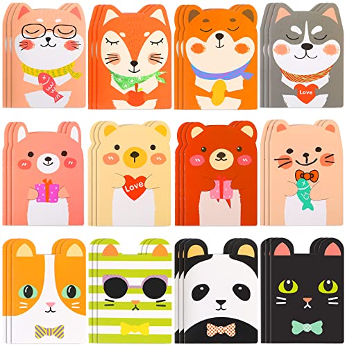 36 Packs Mini Cute Animal Notebooks Christmas Funny Cartoon Animal Notebook for Christmas Valentine's Day Gift School Office Party Favors