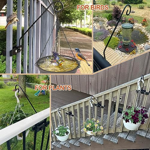 NEECONG Deck Hook Rail Suitable for Hanging Flower Baskets Wind Chimes Planters Bird Feeders Lights, Heavy Duty Fence Deck Hook Rail Holds up to 15lbs with Ease