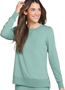 jockey women's loungewear french terry sweatshirt, sage mint heather, xs