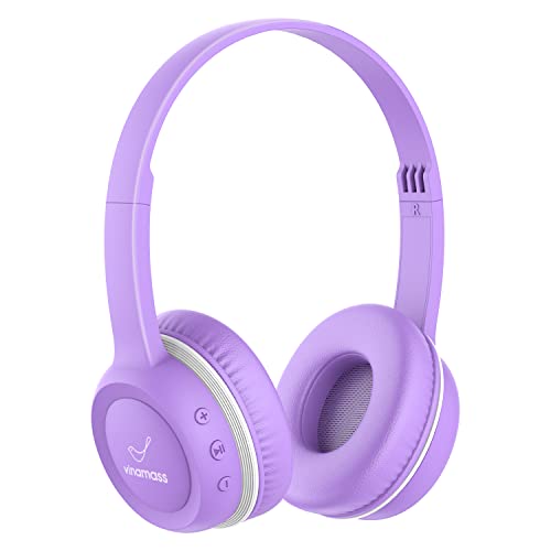 vinamass Kids Bluetooth Headphones, 22H Playtime, Bluetooth 5.0 & Built-in Mic, Noise Cancelling Headphones for Kids, Adjustable Headband, for School Home iPad Tablet Airplane