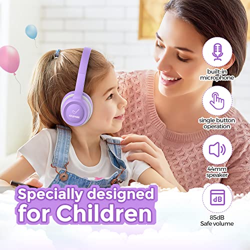 vinamass Kids Bluetooth Headphones, 22H Playtime, Bluetooth 5.0 & Built-in Mic, Noise Cancelling Headphones for Kids, Adjustable Headband, for School Home iPad Tablet Airplane